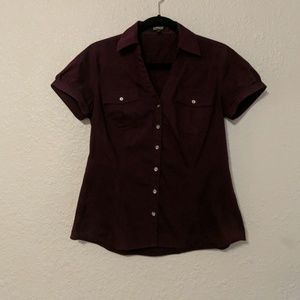 Express Purple Button Down Top
